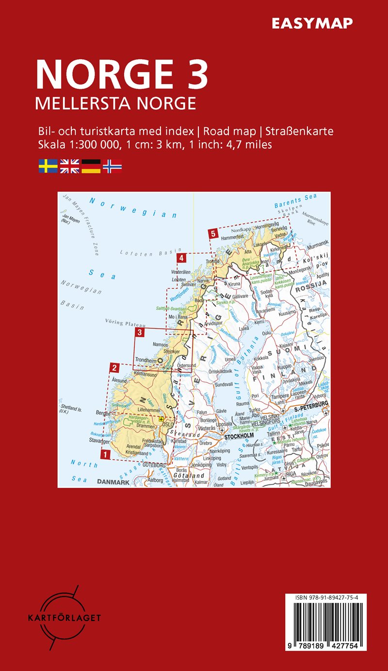 Mellersta Norge 3 EasyMap, 1:300 000